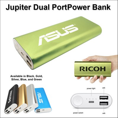 Jupiter Dual Port Power Bank 8000 mAh - Green No Extra Tariff