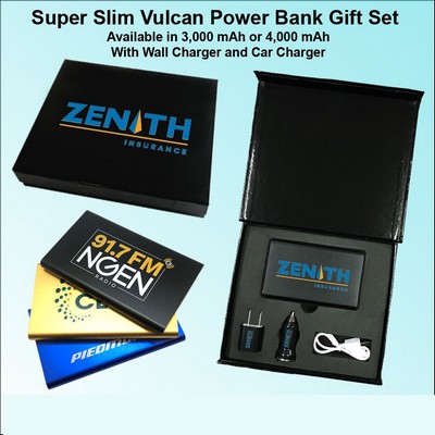 Super Slim Vulcan Power Bank Gift Set Black - 4000 mAh No Extra Tariff