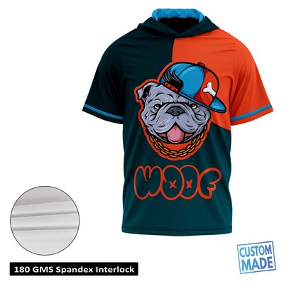 Unisex & Kids' Sublimation Short Sleeve Hooded T-Shirt - Spandex Interlock