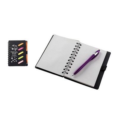 Scribbly 4.8 x 6.1 Cardboard Spiral Journal with Pen - Unlined