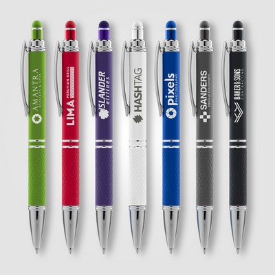 Phoenix Softy w/Stylus - Laser Engraved Metal Pen