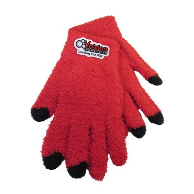 Fuzzy Texting Gloves w/ Woven Patch