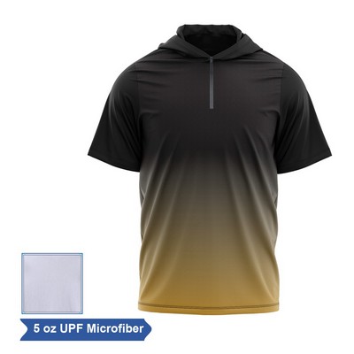 Unisex & Kids' Sublimation UPF Microfiber Short Sleeve Hooded Quarter Zip
