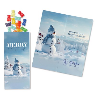 One Color Foil-Stamped Stock Snowman Sweeter Cards with Albanese® Gummi Bears