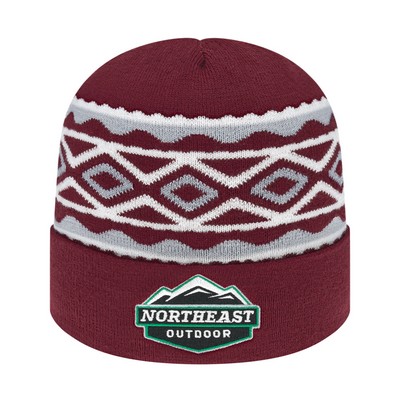 Diamond Pattern Knit Cap with Cuff