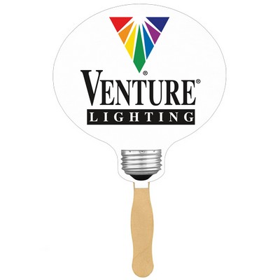 Light Bulb Glued Hand Fan (1 Side/ Four Color Process Imprint)