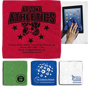 "LILY" Recycled RPET 300GSM Heavy Duty Microfiber Electronics, Rally or Sports Towel - 12" W X 12" H