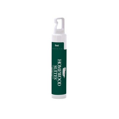 Custom SPF 30 Soy Based Lip Balm in White Tube with Hook Cap