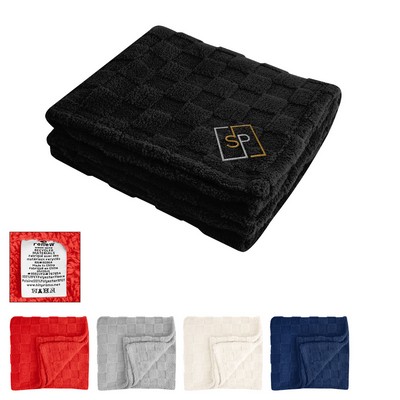 Rpet Checkered Sherpa Blanket