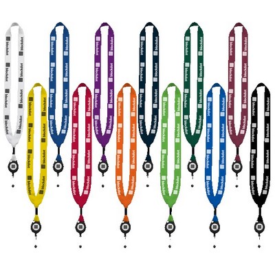 3/4" Cotton Lanyard with Metal Crimp & Retractable Badge Reel