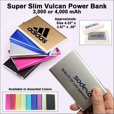 Super Slim Vulcan Power Bank 4000 mAh - Silver No Extra Tariff