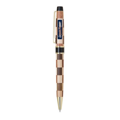 Wood Checkerboard Ballpoint Pen