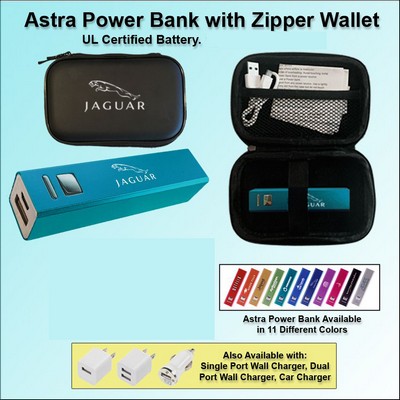 Astra Power Bank Gift Set in Zipper Wallet 3000 mAh - Aquamarine No Extra Tariff