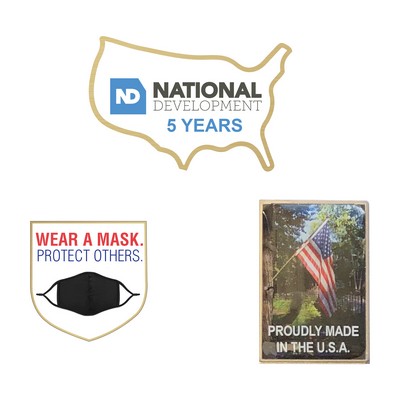 USA MADE Laminated Full Color Metal Lapel Pin - Non Stock Shapes