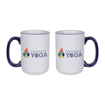 15 Oz. Mug Colored Rim & Handle